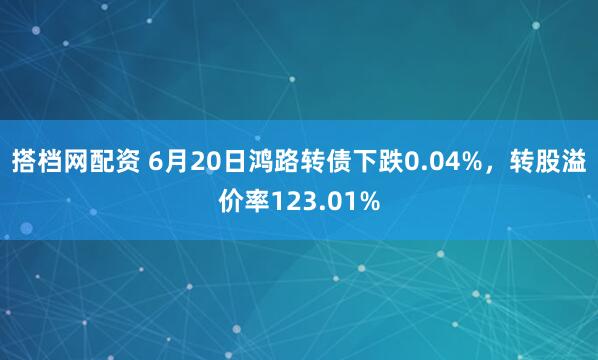 搭档网配资 6月20日鸿路转债下跌0.04%，转股溢价率123.01%